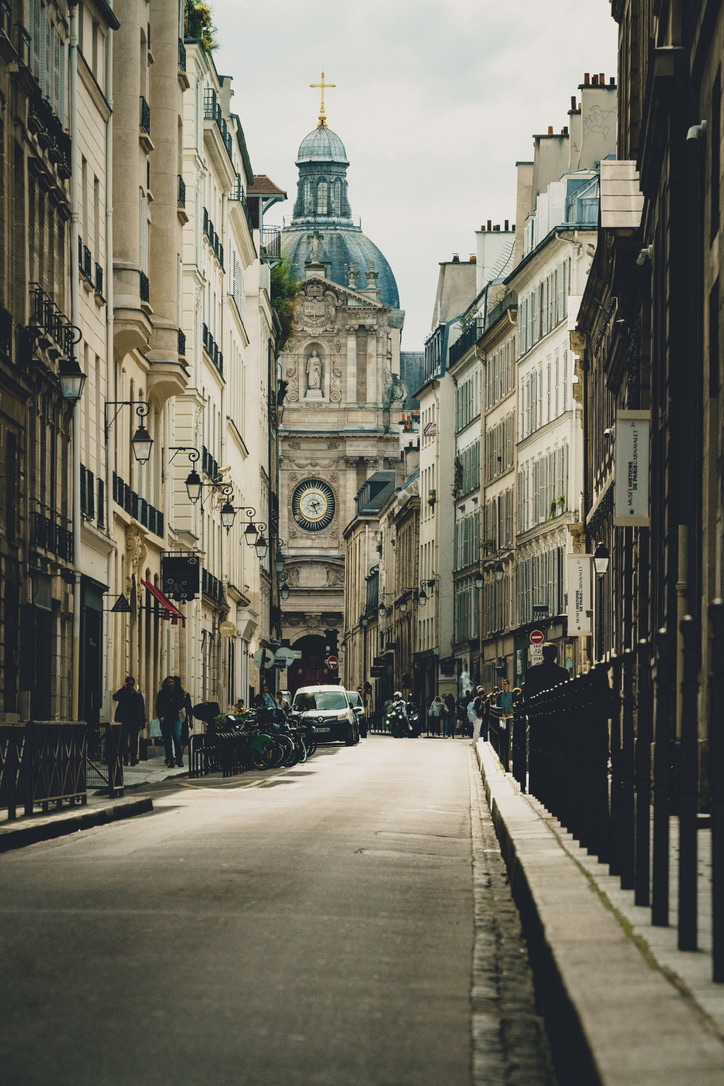 Parisian street with church